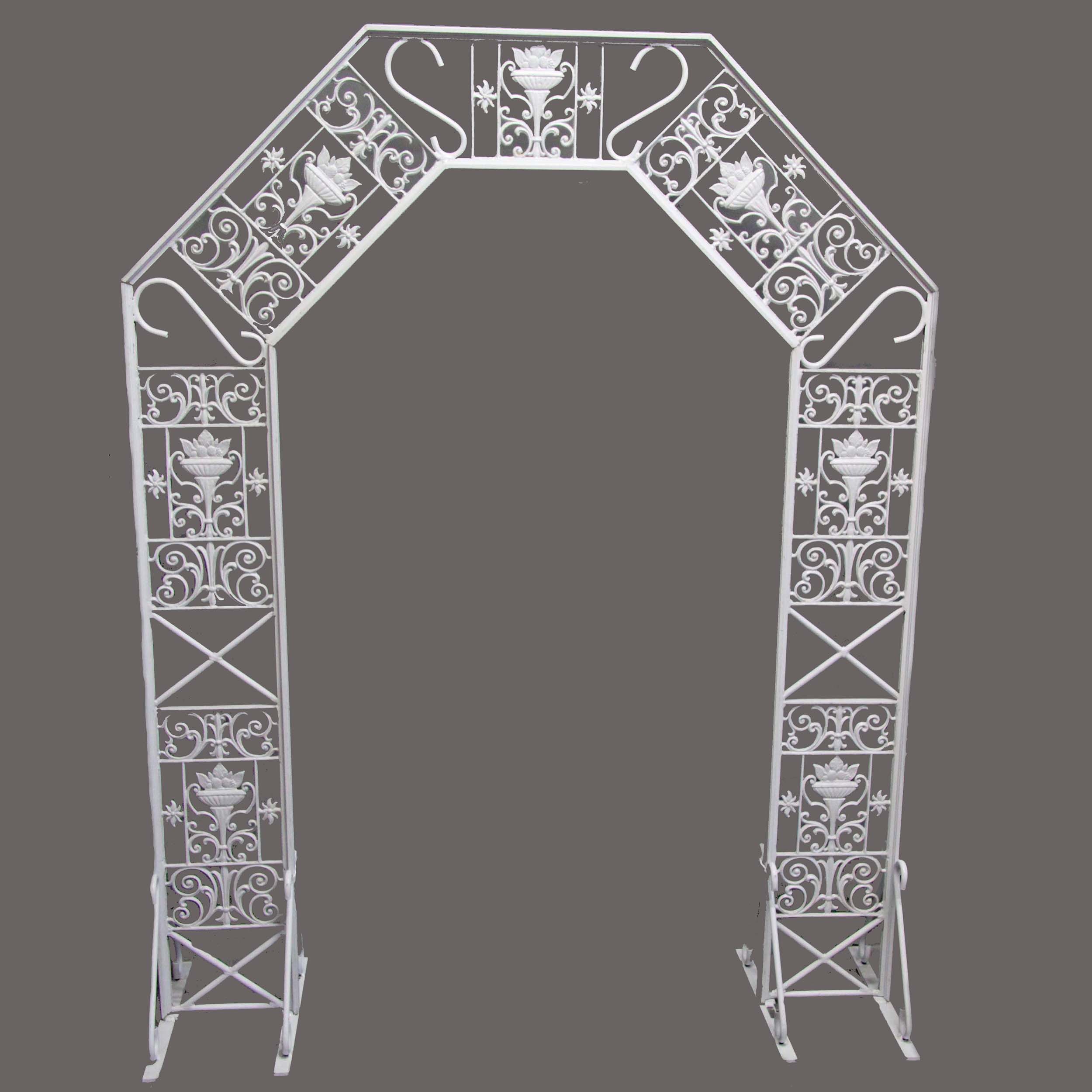 Harrisons Hiremaster Wanganui Party Hire White Wrought Iron Wedding Arch